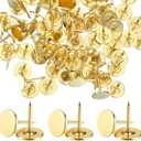 100 Pcs Gold Thumb Tacks, Gold Push Pins for Cork Board Flat Thumb Tacks Decorative Push Pins for Wall Hanging Photos Home Furniture Sofa Crafts Office DIY Decor 11x17mm