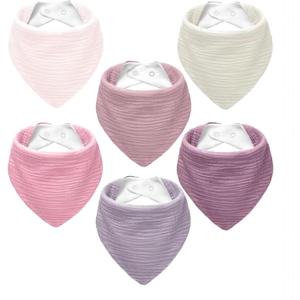 Muslin Baby Bibs,Soft Triangular Baby Bandana Drool Bibs for Baby Boy Girl,Solid Colors Bib for Drooling Teething (6 Pack-sweet Candy)