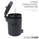 SIMPLEMADE Round Step Trash Can, Stainless Steel with Lid, Small Metal Wastebasket/Garbage Can for Bathroom, Office, Black, 5 Liter / 1.3 Gallon -