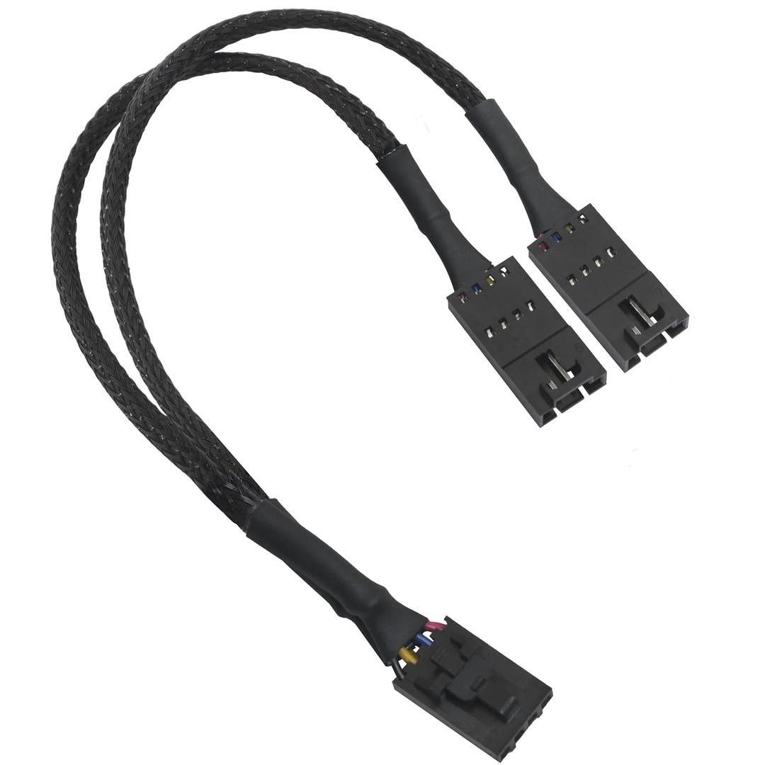 Fan RGB Splitter Adaptor Hub 4PIN 1 in 2 Male and Female Fan Extension Cables Lighting Node Core 9 inch For Fan Extension Cables