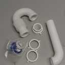 1-1/2" & 1-1/4" P-trap with Adapter, Flexible Sink Drain Pipe, Adjustable P Trap for Bathroom Sink Drain Kit, Kitchen Garbage Disposal, White