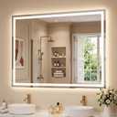 LED Bathroom Mirror 40"x30", Wall-Mounted Vanity Mirrors Front & Backlit Light Control Stepless Dimmable Anti-Fog Memory 3 Color Temperatures Shatter-Proof Tempered Glass