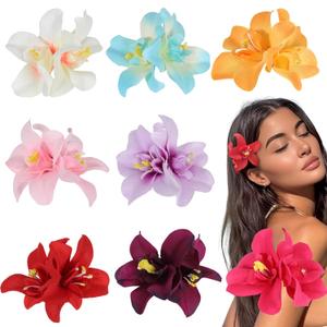 Hawaiian flower Hair Clips Ttropical Flower Hair Clip 8 Pieces Hair Accessories for Women Girls Hibiscus Flower Clips for Hair for Beach Party favors Vacation.