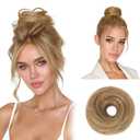 RUWISS Small Messy Bun Hair Piece Human Hair, One Hairpiece Two Styles Mini Natural Looking Scrunchies Updo for Daily, Hair Buns for Thin & Fine Hair Women Ponytail Extension (Medium Auburn/Blonde) (1PCS)