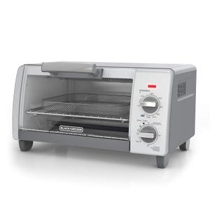 BLACK+DECKER 1150 Watts Crisp N Bake Countertop Small Air Fryer 4 Slice Toaster Pizza Oven Broiler with Timer and 5 Heat Functions, Gray