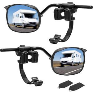 Universal Clip on Towing Mirrors Extensions for Towing Side Mirror Extenders with RainGuard Adjustable Convex Snap and Zap Tow Mirrors for Car Truck Trailer RV SUV Driver and Passenger Side
