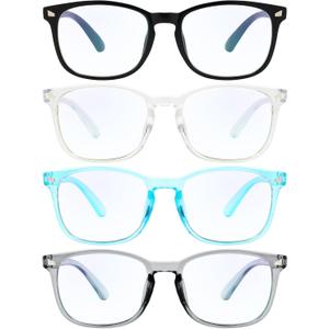 MIGSIR Blue Light Blocking Glasses for Computer Gaming, Fashion Fake Helps Reduce Screen Fatigue Eyeglasses for Women Men (A1 4 Pack Mix)