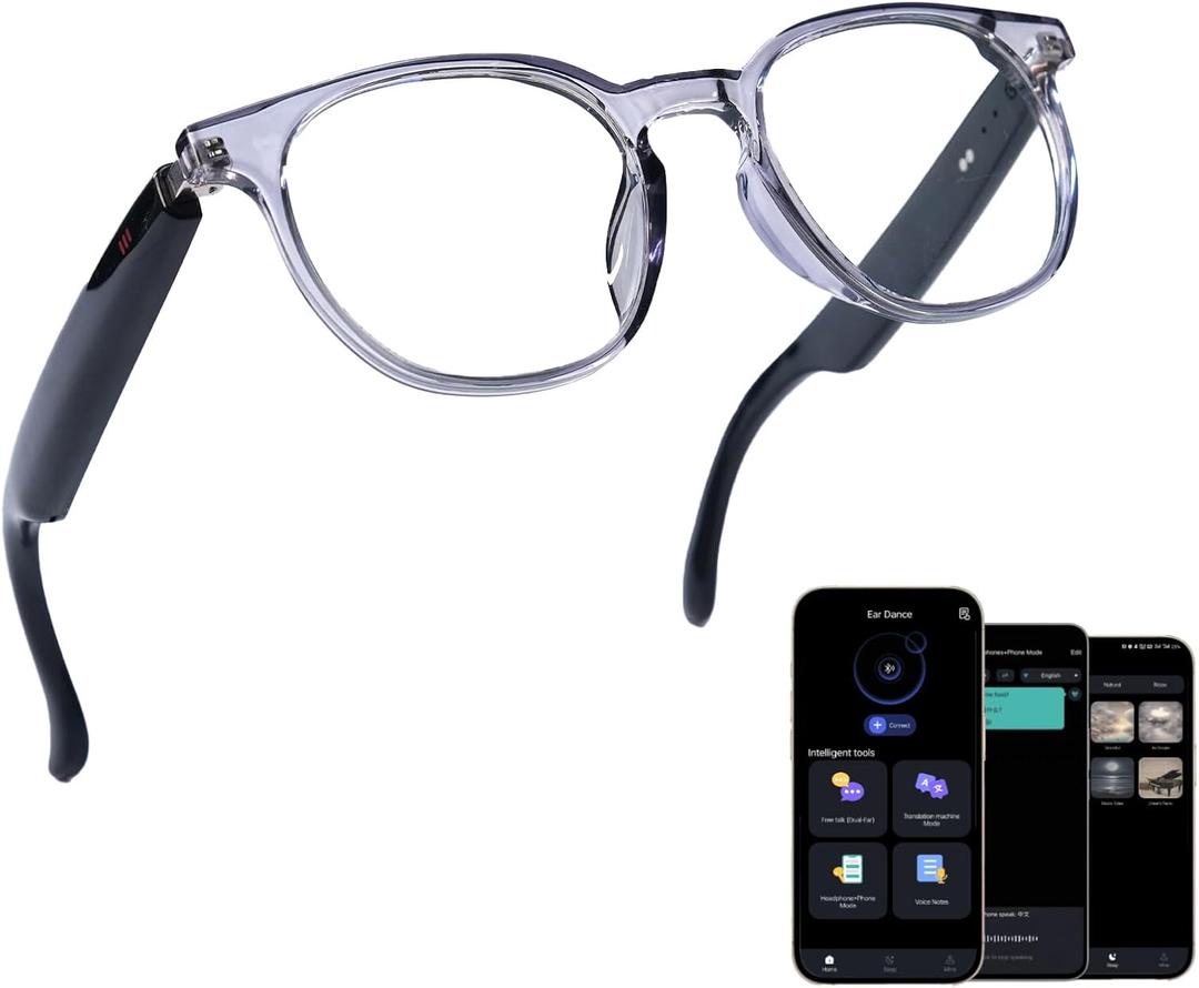 Giinova Ai Smart Glasses Bluetooth 5.4 with Translation for Men Women 160+Languages ColorChange Lens Chat GPT Assistant Free App Translator Glasses Meeting,Driver,Travel