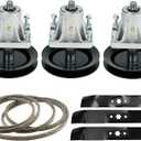 3 Pack 46'' Spindle Assembly Lawn Mower Deck Kit Fit for Cub Cadet LT1045 LT1046 I1046, Spindles 618-0660 918-0660/3 Blades 177-2144 942-0644/1 Belt (122" x 1/2") 754-04153 954-04153/3 Flat Pulley