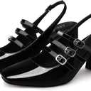 CELLENZ Women Mary Jane Shoes: Closed Toe Strappy High Heels - Black Dressy Comfortable Heel - Chunky Graduation Cute Dress Pumps Size 8.5