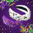 Mardi Gras Headband for Women Carnival Costumes Headbands Fat Tuesday New Orleans Masquerade Party Accessories (White)