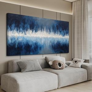 YISXINOAG Abstract Wall Decor Canvas Wall Art Abstract Art Wall Decor Ready to Hang Blue Prints Modern Home Decorations Deep Blue Design Modern Artwork Canvas Art on Bedroom, Home Office Size 24"X48"