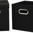 Household Essentials 34-1 Decorative Storage Cube Set with Removable Lids | Black | 2-Pack