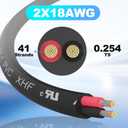 XHF UL Listed 18 Ga Wire 2 Conductor Electrical Wire Tinned Copper Stranded PVC Cord for Automotive Lamp Cord Wire Marine Cable RV 30Ft Black