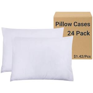 ZPECC White Pillow Cases Bulk 24 Pack - Standard Pillowcases with Envelope Closure, Soft Brushed Microfiber Pillow Cover for Hotel Airb&bs Hospital Bedding Essential