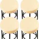 HFCNMY Stool Covers Round,4 Pack Stretch Round Bar Stool Covers Washable Bar Stool Seat Covers Stool Cushion Slipcover Elastic Bar Chair Covers for 13-18 Inch Chair (Beige)