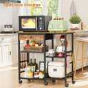 Microwave Stand, 6-Tier Microwave Cart with Wheels & Adjustable Shelf, Coffee Bar Table Station, Rolling Storage Cart Organizer Shelf for Living Room, Kitchen Island, Office, Rustic Brown