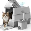 Stainless Steel Litter Box with Lid | XL Enclosed Covered Cat Litter Box