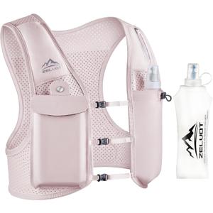 Running Vest for Women Men, USA Original Patent, Adjustable Chest Straps Running Hydration Vest with 500ml Soft Flask, Lightweight Breathable Reflective Running Vest for Marathon (Medium-Large, Pink)