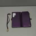 Defencase Compatible with Samsung Galaxy S24 Ultra Case Wallet with RFID Blocking Card Holder for Women Men, PU Leather Magnetic Snap Flip Zipper Strap Phone Case Fit for Galaxy S24 Ultra 5G, Purple