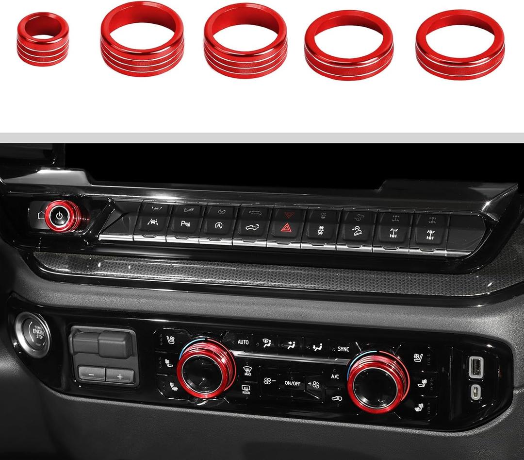 Voodonala Radio AC Knobs Air Conditioner Switch Button Center Console Switch Knob Cover Trim for 2022-2025+ Chevy Silverado GMC Sierra Accessories Aluminum Alloy Red