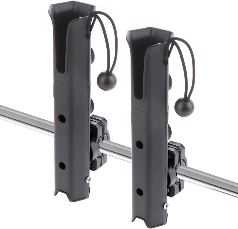 2 Pcs Adjustable Fishing Rod Holder, Spinning Plastic, Pole inserter for Boat Kayak Fishing, Black