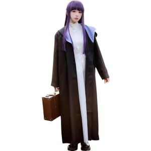 Anime Cosplay Elf Dress Fern Costume Wizard Skirt Halloween (Large, Black)