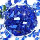 Fire Glass for Propane Fire Pit, 1/2 Inch High Reflective Fireplace Glass Rocks for Fire Pit Table, Fire Pit Glass Rocks for Outdoor Fire Table and Landscaping, 5 lbs, Cobalt Blue