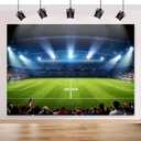American Football Field Backdrop 7x5FT, Football Stadium Photography Background, Auditorium Light Soccer Backdrop, Super Bowl Sport Theme Party Decorations for Sports Celebration, Birthday Party