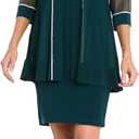 R&M Richards Women's 2-Piece Knee-Length Dress Set W/Sheer 3/4 Sleeve Embellished Jacket - Formal Cocktail Party Outfit (Green) 22 Plus