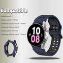 Watch Band Compatible for Samsung Galaxy Watch 7 40mm 44m with TPU Case, Soft Silicone Breathable Strap for Galaxy Watch 7 (Dark Blue)