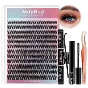 Lash Extension Kit 144 Pcs, 3D Lash Clusters 8-18/D Curl Wispy Lash Clusters with 10ml Bond and Seal Waterproof, 5ml Lash Remover, Lash Tweezers Eyelash Extensions Kit at Home (Prism Kit)