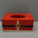 1 Pack Christmas Tissue Box Cover Rectangle Santa Print Tissue Box Holder Wooden Christmas Decorative Facial Covers for Xmas Gift Countertop Bathroom Kitchen Bedroom