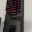 CHRISTINE SHELLY Hair Straightener Brush, Portable Cordless Mini Straightening Brush for Travel, Negative Ion Hot Comb Hair Straightener with 9 Temps for Women, Anti-Scald Ceramic, Fast Charge (A-black With Rose Red)