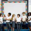 5 x 32.8ft Colorful Light Bulletin Board Border Y2K Light Bulb Die-Cut Border Trim for Motivational Chalkboard Decoration