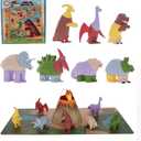 POPULAR PLAYTHINGS Magnetic Dinosaurs for Toddlers 1-3, Mix or Match Dinosaur Toys, Set of 7 Gift for Kids - Dinosaurs with Pop-up Playmat