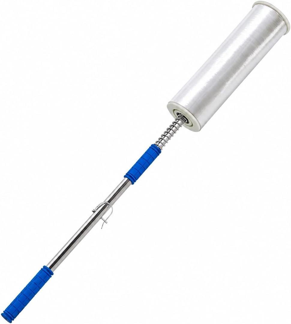 48 Inch Stretch Film Dispenser Pole Holder, Heavy Duty Long Handle Stretch Wrap Dispenser for Pallet Wrapping, Pallet Wrap Dispenser Fits 12"-20" Film Rolls with 1.5"-3" Core, Warehouse Packaging Tool