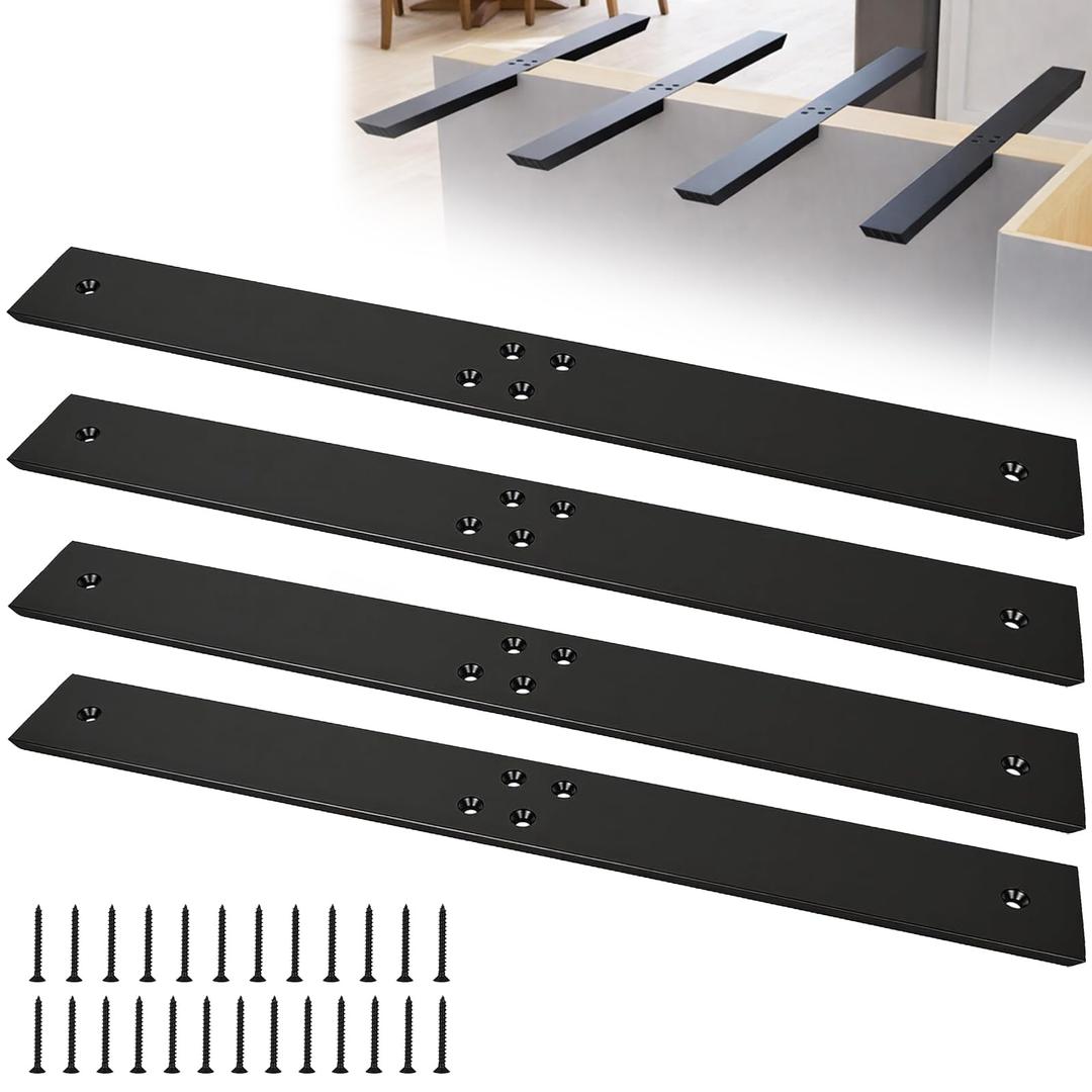 20 Inch Flat Countertop Support Brackets, 1/4'' Thick x 2.5'' W Hidden Island Countertop Bracket for Outdoor Kitchen Island Bar Quartz Wood Concrete Granite, 25 Screws Included, 4 Pack