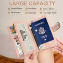 BKNOOU RFID Passport Holder Travel Wallet for Women, Compact Travel Passport Wallet with Zippered Coins Pocket, Leather Passport Cover Travel Wallet for Travel Essentials (Pink)