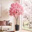 FSOHOI Artificial Cherry Blossom Tree 7FT, Pink Large Fake Plants Indoor