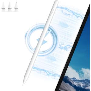 Pencil for Apple iPad 2nd Generation with Magnetic Wireless and 3X Fast Charge, Stylus Pen for iPad Pro 11 in 1-4, iPad Pro 12.9 in 3-6, iPad Mini 6, iPad Air 4/5, Palm Rejection, Tilt Sensitivity