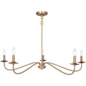 Modern Chandelier, 5 Lights Chandelier for Dining Room, Gold Chandelier Light Fixture Adjustable Height, Farmhouse Candle Chandeliers Light Fixture for Dining Room Entryway Foyer Kitchen Island