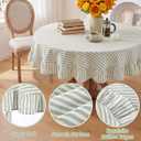 Boao Cotton 60 Inch Farmhouse Ruffle Tablecloth Sage Green White Striped Flounces Trim Table Cover for Round Table Kitchen Party Wedding Decor