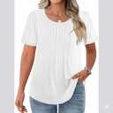 VISLILY Womens-Plus-Size-Summer-Tops Trendy Puff Short Sleeve T Shirts Cute Flowy Pleated Blouses Casual Crewneck Tunics Tee 1 XL