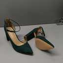 Women's Closed Toe Pumps 3-Inch Chunky Heels Pumps Ankle Strap Dress Wedding Shoes, 7,5