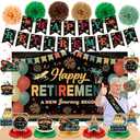 20pcs Retirement Decorations for Men Women Coloful Vintage Happy Retirement Banner Backdrop Hanging Swirls Pompoms Table Honeycomb Centerpieces Retired Sash Farewell Retired Decorations Supplies