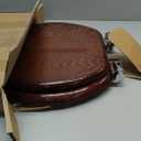Round Slow Close Wood Toilet Seat Support 400 lbs. Heavy Duty Wooden Toilet Seat with Natural Wood Veneer, Toilet Lid with Soft Close Chrome Hinges, Grip-Tight Bumpers Easy to Clean, Easy to Install