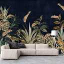 Tropical Plant Flowers and Leaves Wallpaper for Bedroom 178" x 117"
