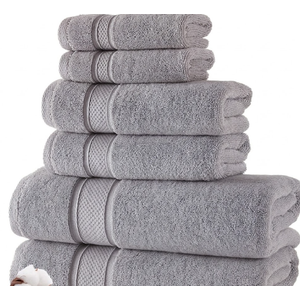 NOVA Luxury Linen - Hotel Quality Turkish Towel Set for Bathroom (6 Pcs Towel Set, Mirage Grey)