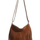 Western Fringe Crossbody Bag for Women Boho Adjustable Shoulder Purse, Vintage Suede Small Handbag for Music Festival & Party (Brown)